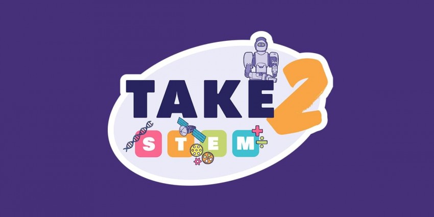 Take 2 STEM words and images of robots and space items