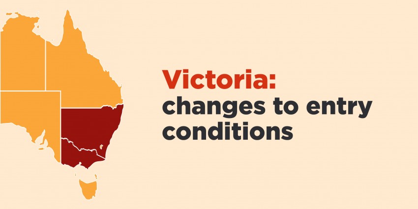 A map of Australia with Victoria shaded as medium risk for the changes to entry conditions to WA from VIC
