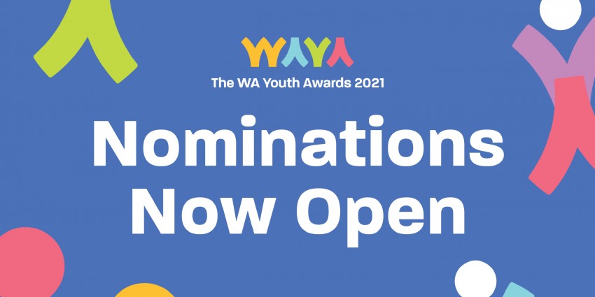 Banner text which reads the WA Youth Awards 2021 Nominations Now Open.