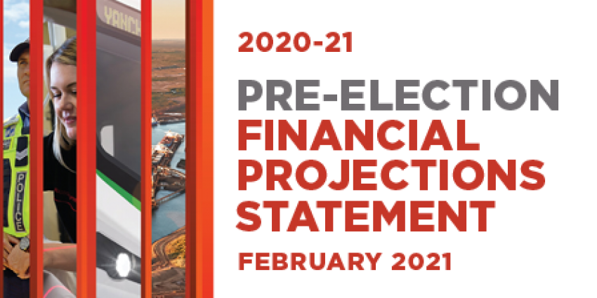 Graphic of 2021 Pre-election Financial Projections Statement report cover