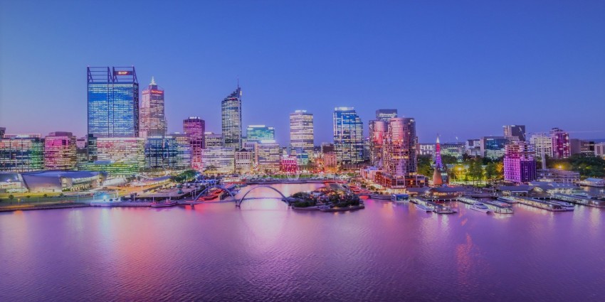 Picture of Perth city at night from the river