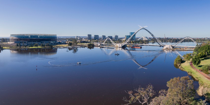 Landscape photo of Optus Stadium and Swan River