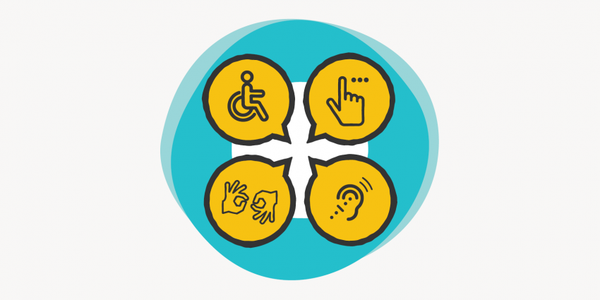 Graphic design representing various disability services.