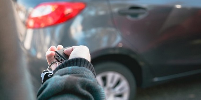 unlocking a car with a 'blip-blip' thing on a keychain