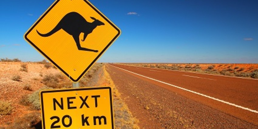 Kangaroo road sign in the outback