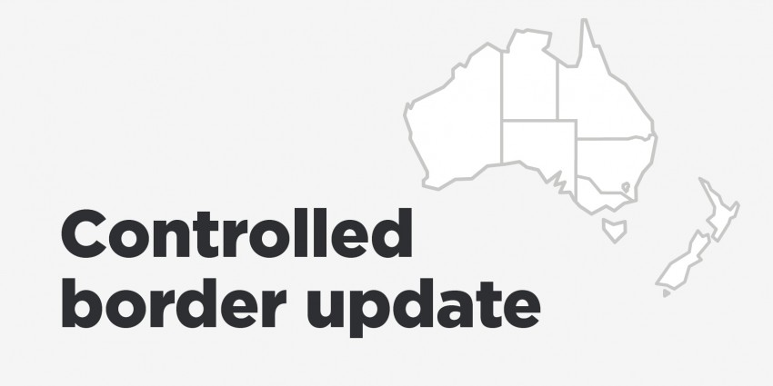 A graphic showing a map of Australia with text alongside that says 'controlled border update'.