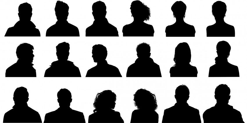 Blackened out images of various people's heads and shoulders