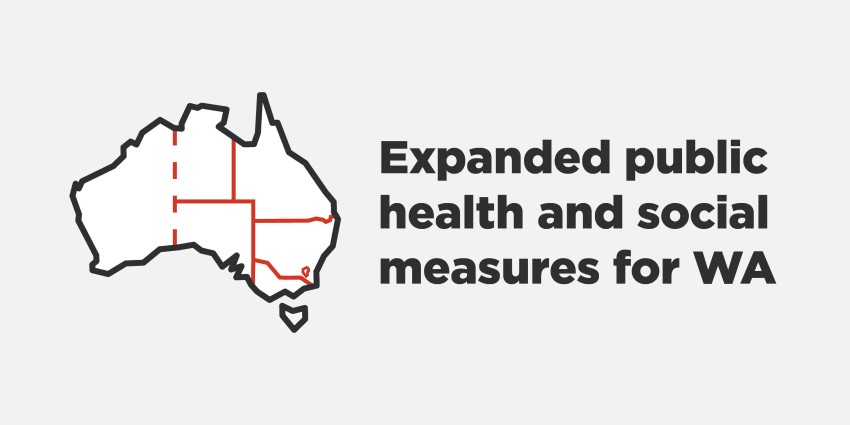 A graphic showing expanded public health and social measures coming into effect for WA.