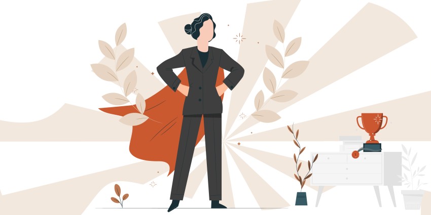 graphic - woman with a cape on 