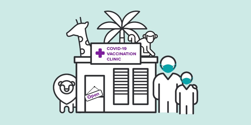 A graphic showing a vaccination clinic at Perth Zoo