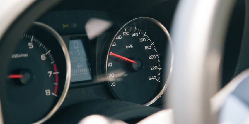 a speedometer in a car
