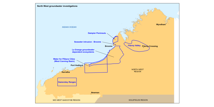 Map of north west groundwater investigations