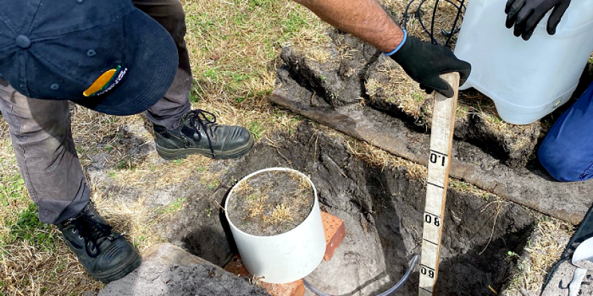 DPIRD staff measure soil depth 
