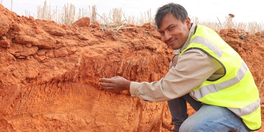 DPIRD scientist Gaus Azam in soil pit