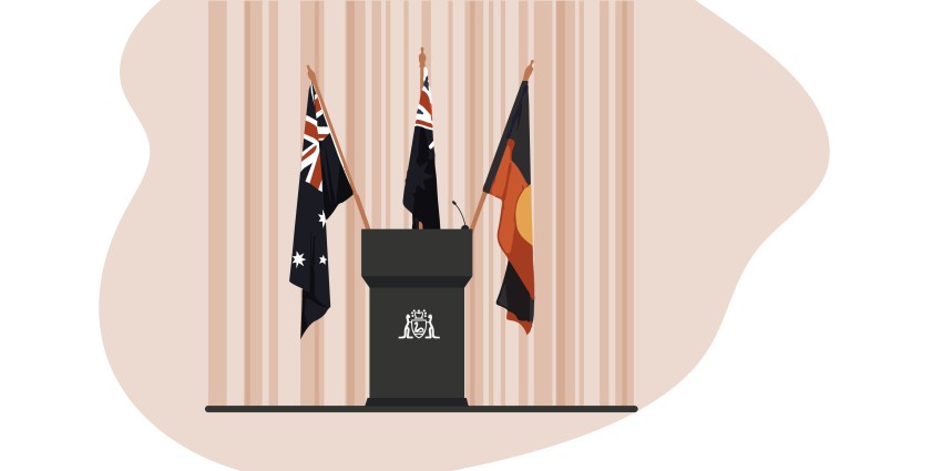 image depciting three flags, Australian and the Aboriginal Flag and the Torres Strait Islander Flag