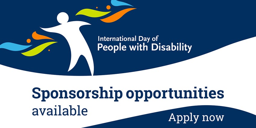 Banner image which reads International Day of People with Disability, sponsorship opportunities available.