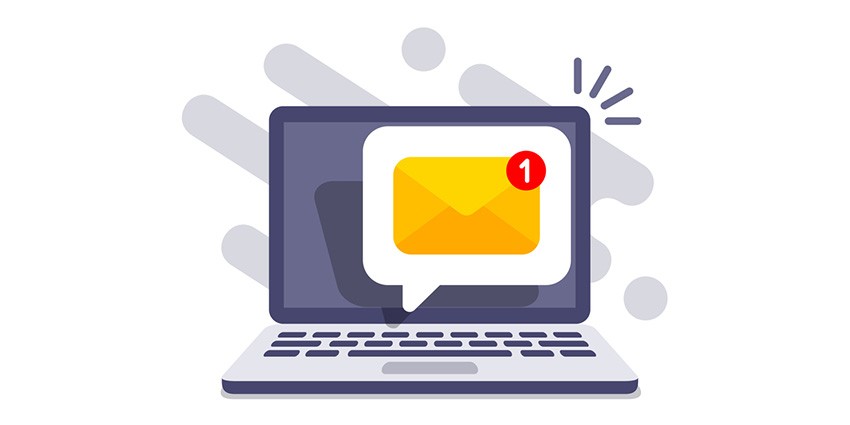 Illustration of new email notification on a laptop