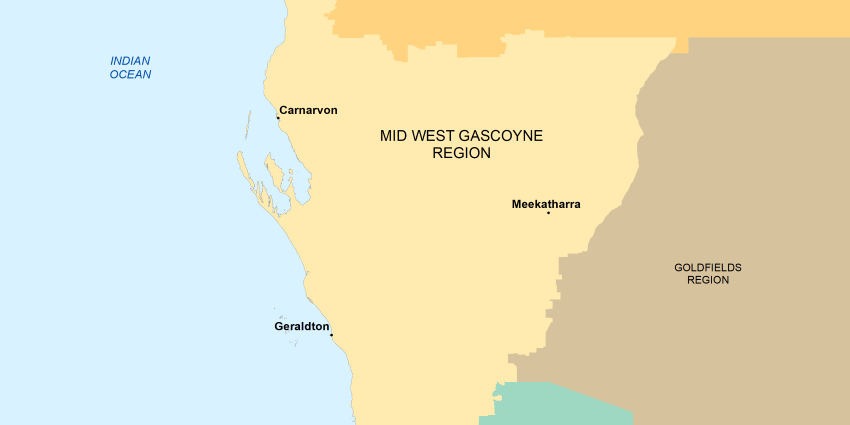 Mid West Gascoyne region map