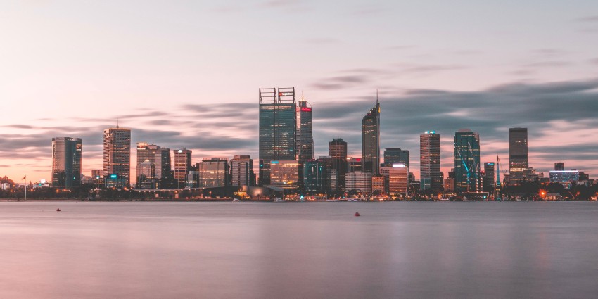 Perth city at sunset 