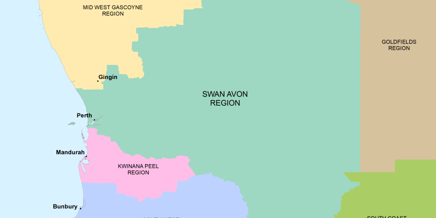 Swan Avon region map