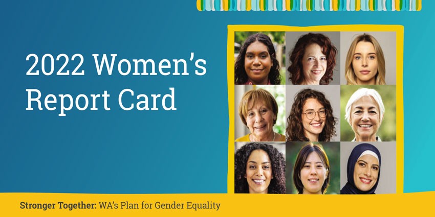 Graphic with title reading '2022 Women's Report Card'