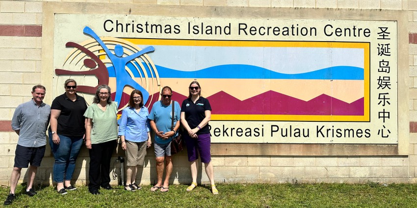 Jo Gibbs (Working with Children Screening Unit) with visiting Government Agency Officers from Equal Opportunity Commission, Office of the Information Commissioner, Department of Mines, Industry Regulation and Safety on Christmas Island