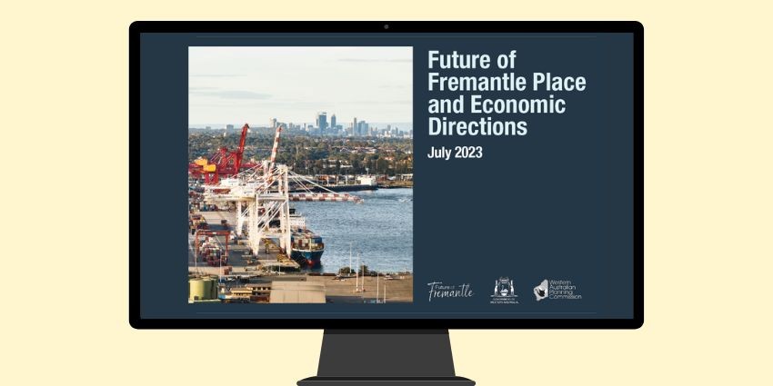 Cover of Future of Fremantle - Place and Economic Directions Report on a computer screen