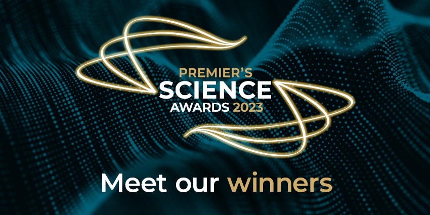 Premier science logo on a teal graphic