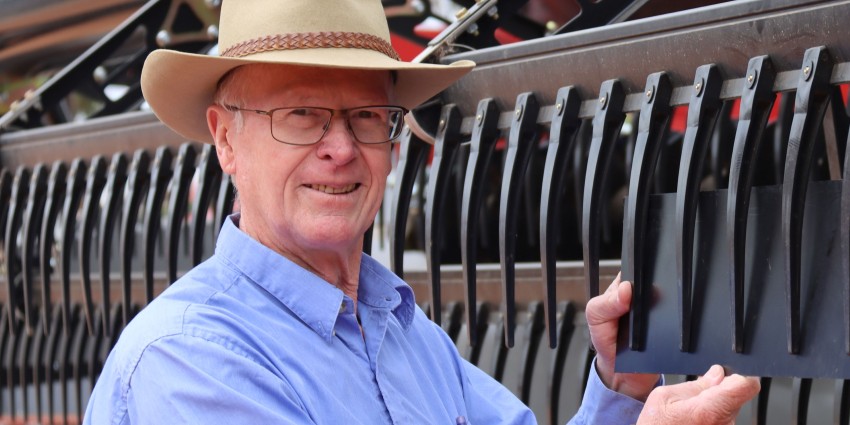 Glenn Reithmuller with harvester