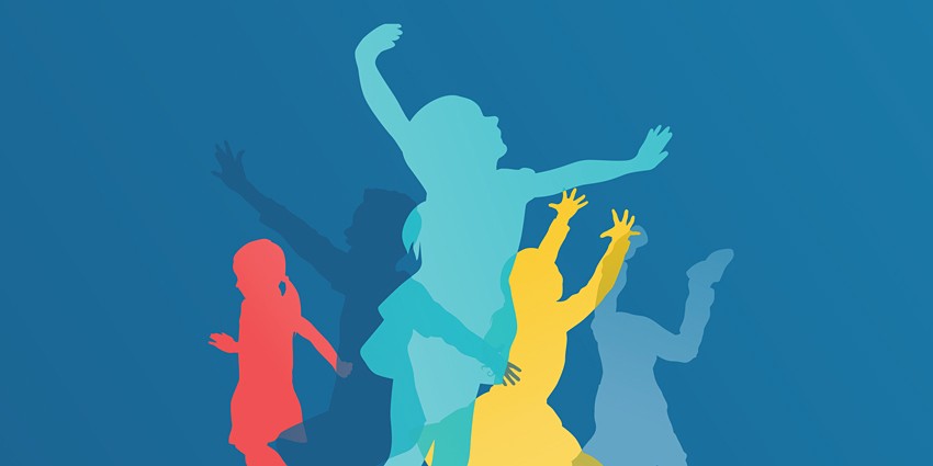 colourful graphical outline of children playing 