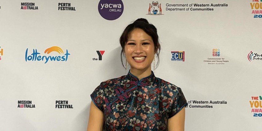 Photo of Youth Awards winner Isabella Choate with her trophy