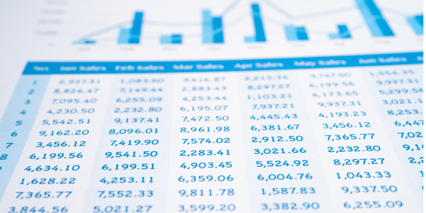Image of rows of data and graphs
