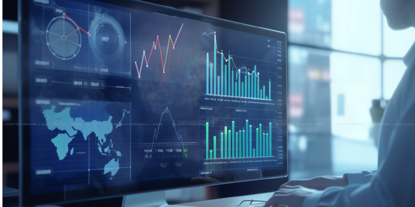 image of computer screen with graphs and charts