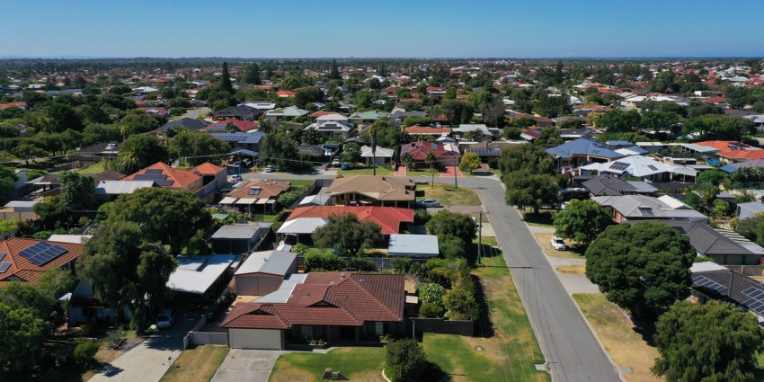 Aerial photo of Australian suburban streets