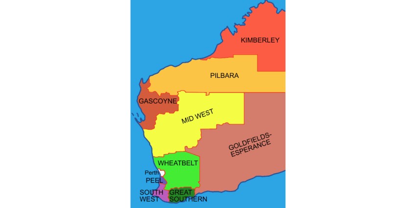 Map of WA with regions marked