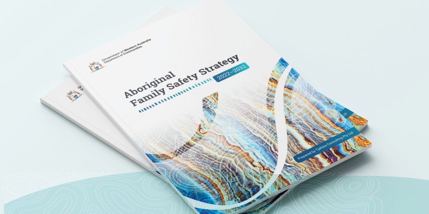 Photo of a stack of the Aboriginal Family Strategy documents