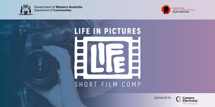 Banner with the words Life in Pictures Short Film Comp - Revelation Film Festival