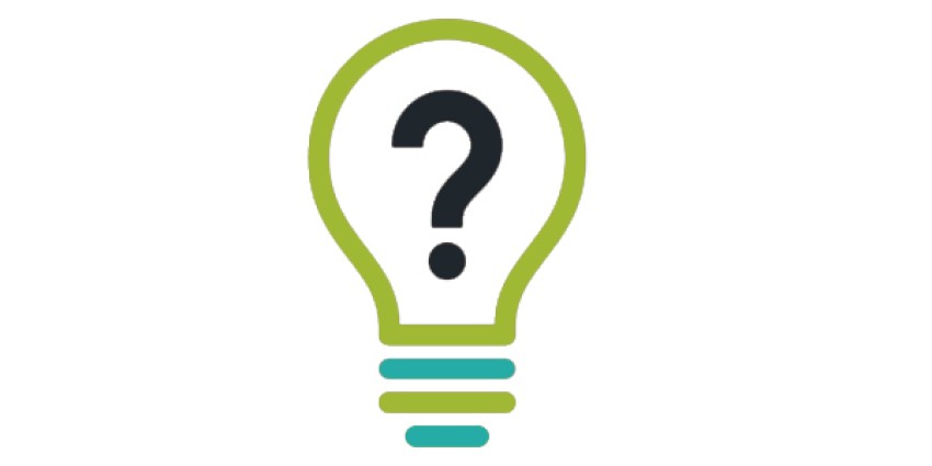 Green light bulb image with a black question mark placed inside the bulb part