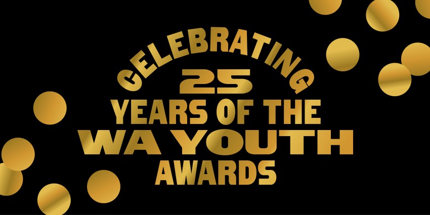 A banner which reads Celebrating 25 years of the WA Youth Awards