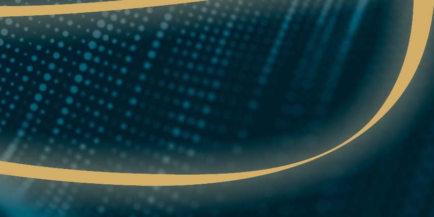 A blue-green background featuring horizontal gold lines, creating a modern and sleek visual effect.