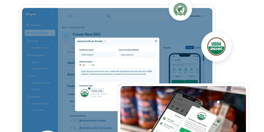 Orijin Plus allows brands to showcase certifications to build consumer confidence (Source Orijin Plus)