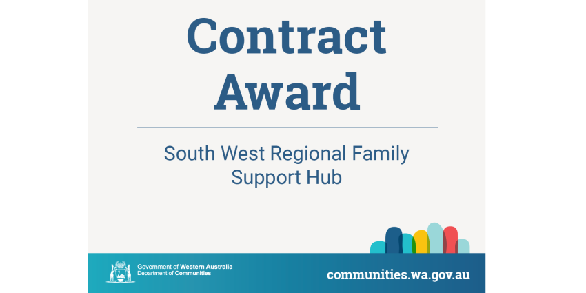 Generic Communities banner with the words Contract Award South West Regional Family Support Hub