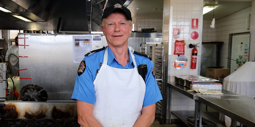 Vocational Support Officer Paul in the kitchen