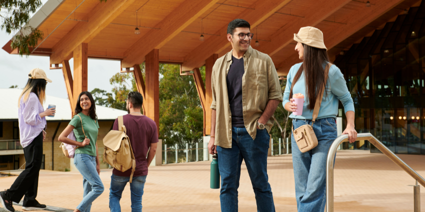students walking together at Perth university campus