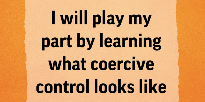 Colourful graphic with the words "I will play my part by learning what coercive control looks like"