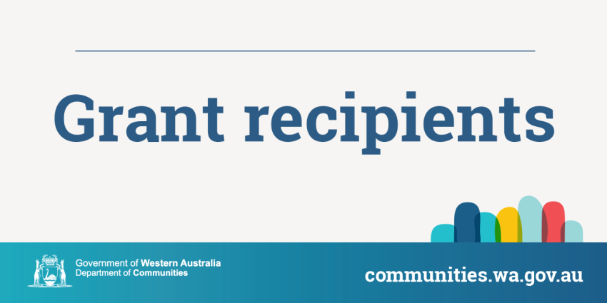 Department of Communities graphic with the words 'Grant recipients'