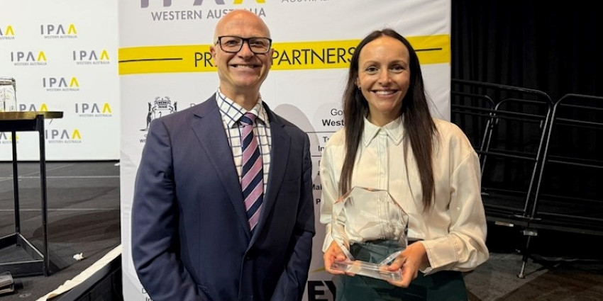 A well dressed man and woman at the IPAA Awards ceremony