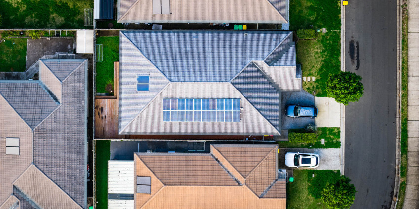 Solar panels on residential roof