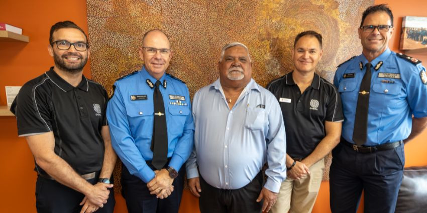Left to right: Mark Griffin, COO CASWA; Corrective Services Commissioner Brad Royce; CASWA Chairperson Chris Bin Kali; Chad Stewart, CEO, CASWA; and Rick Curtis, Deputy Commissioner Young People.