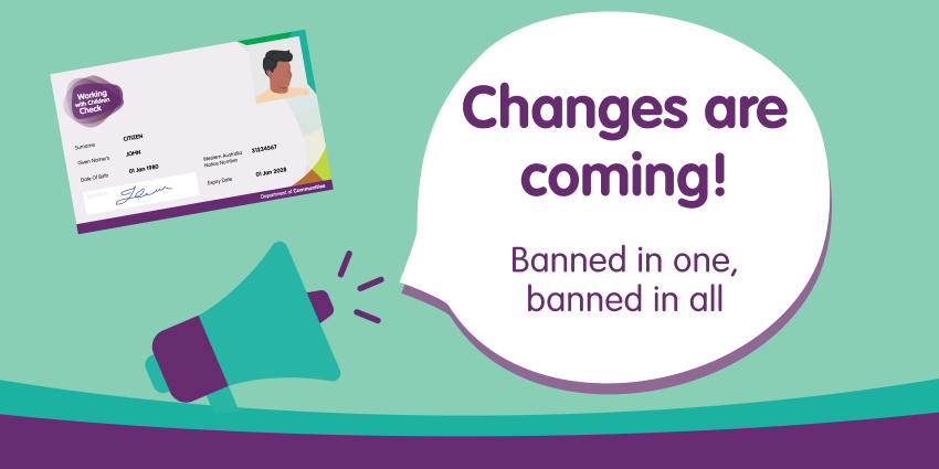 colourful graphic with the words "Changes are coming! Banned in one, banned in all"